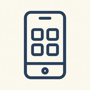 Mobile app icon – Jared Campbell PT Derby Smartphone icon with 2x2 app grid symbolising the all-in-one mobile coaching app by Derby personal trainer Jared Campbell